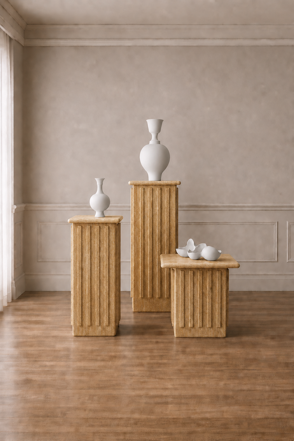 Roman Veil Pedestal Set - Camelo Sandstone