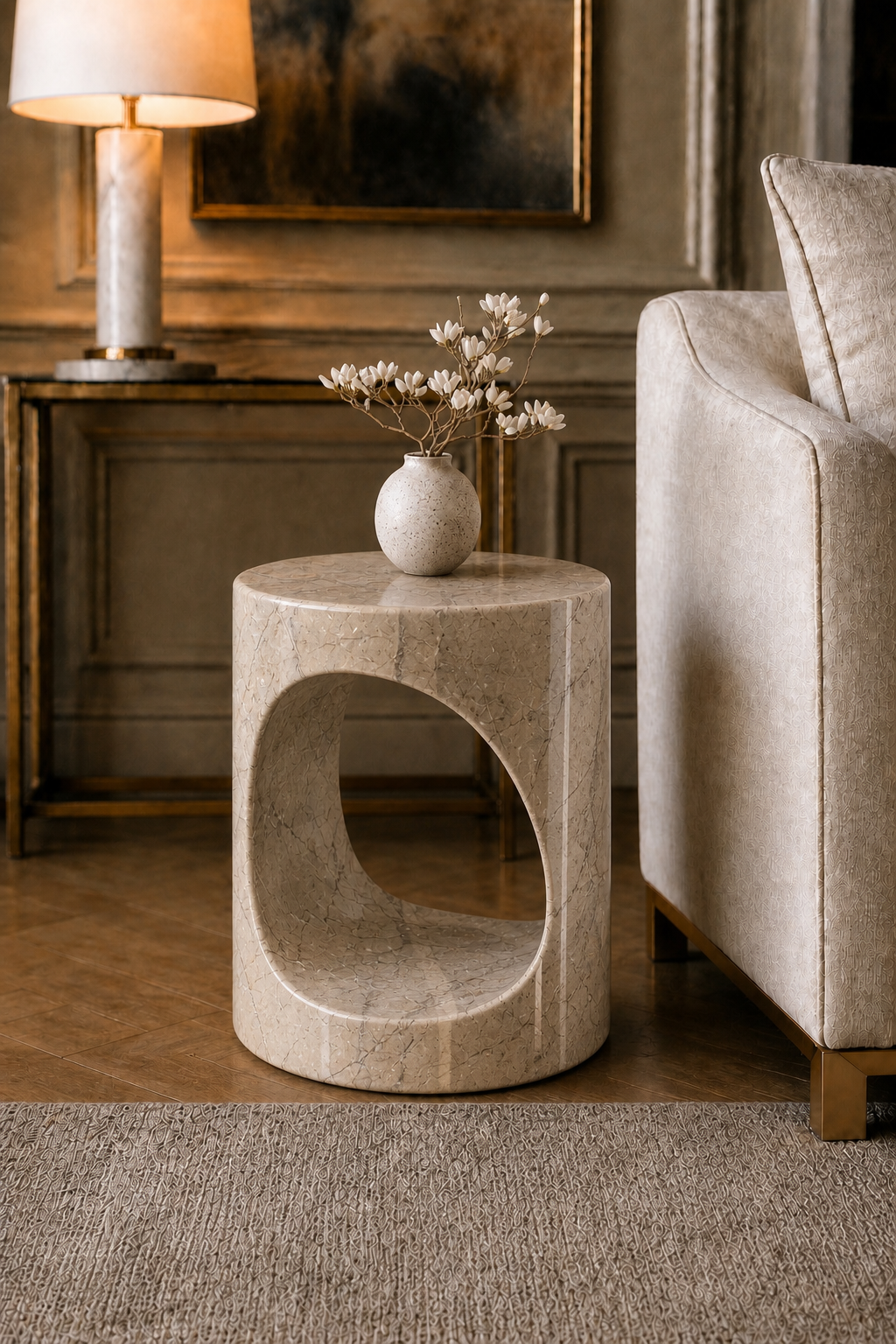 Portico Side Table - Beige Romano