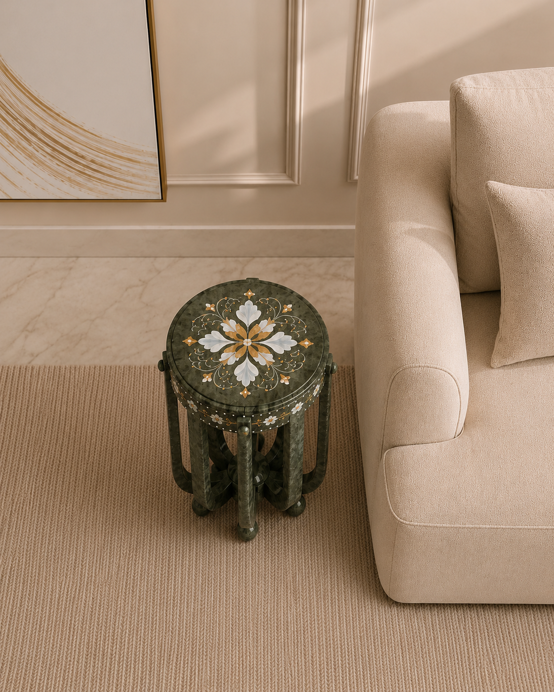 Ivory Bloom Side Table - Inlay glacier side table v2