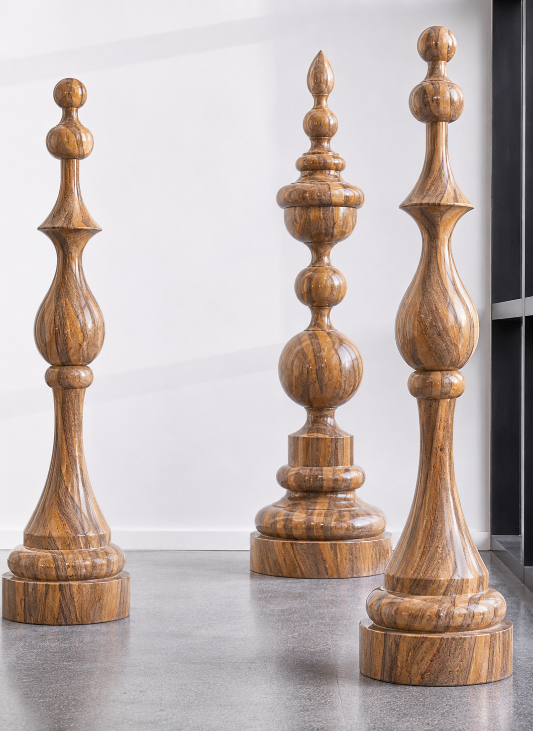 Canyon Crest Obelisk Set - Auric Wave Marble
