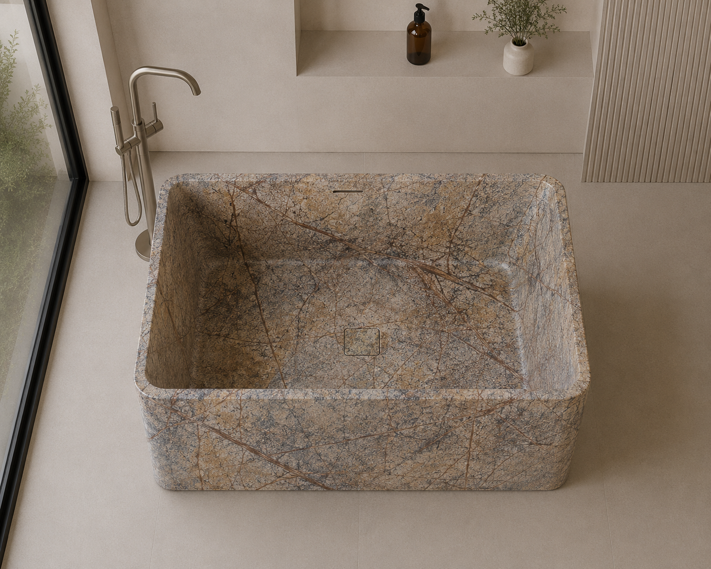 Monterra Stone Bath - Beige brown Aurex