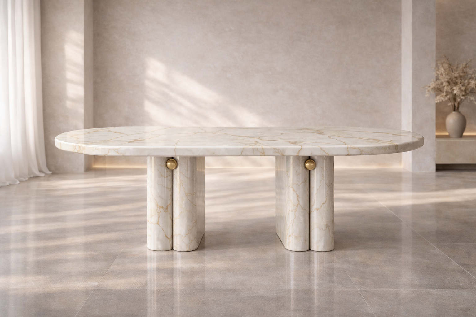 Canyon Arch Marble Table - Botticino Oro