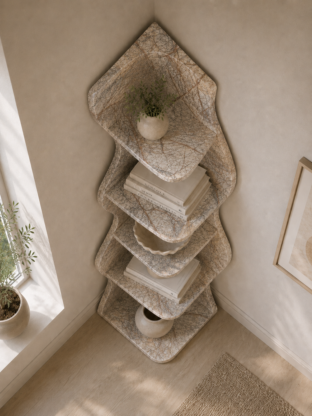 Velora Flow Shelf - Beige brown Aurex