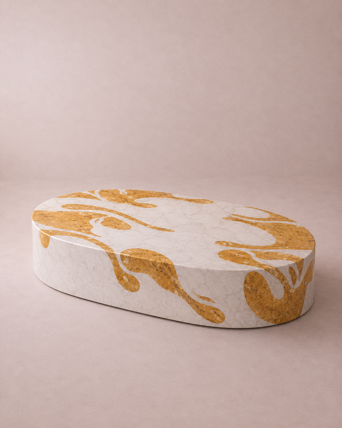Ornava Inlay Table - Inlay Glacier Silk-Emberon Sandstone