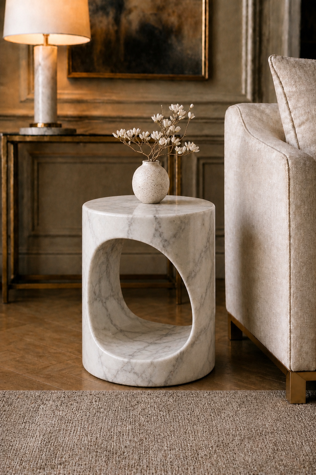 Portico Side Table - Glacier Silk