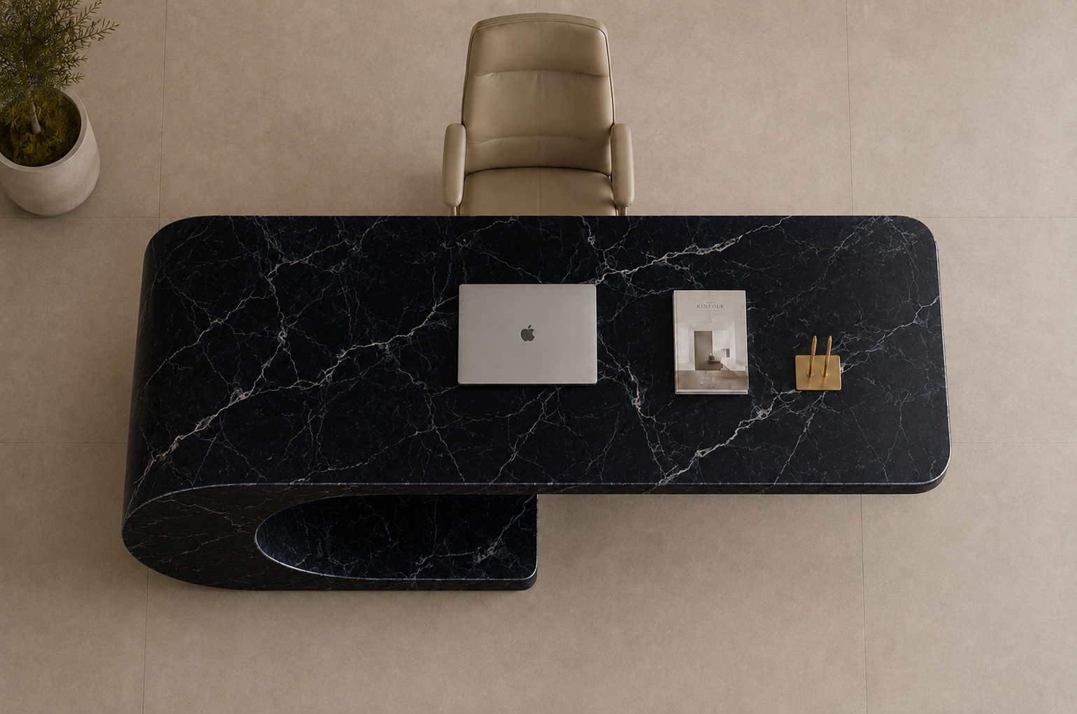 Cantilever Loop Desk - Nero Imperia