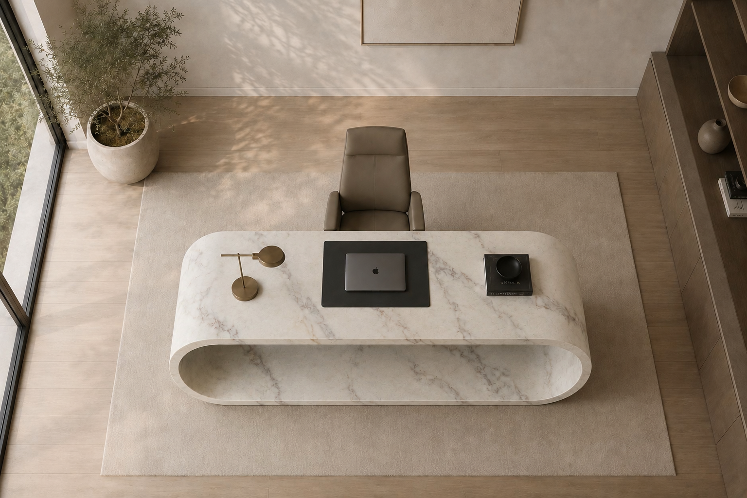 Elysian Curve Desk - Glacier Silk