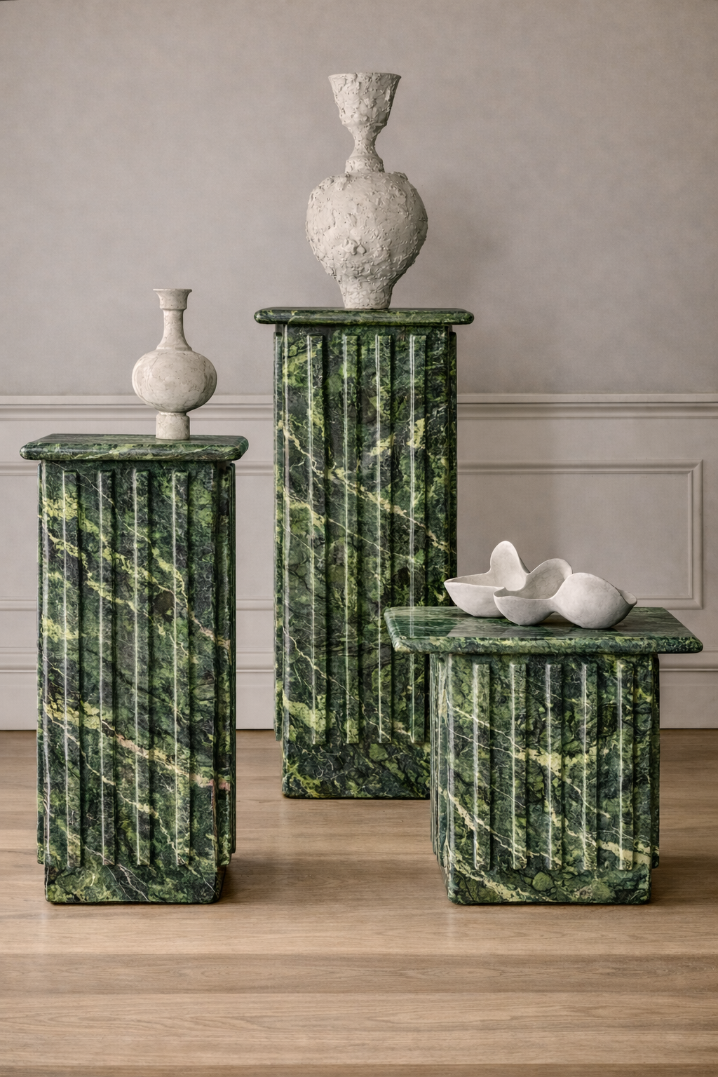 Roman Veil Pedestal Set - Aurelian green Vein