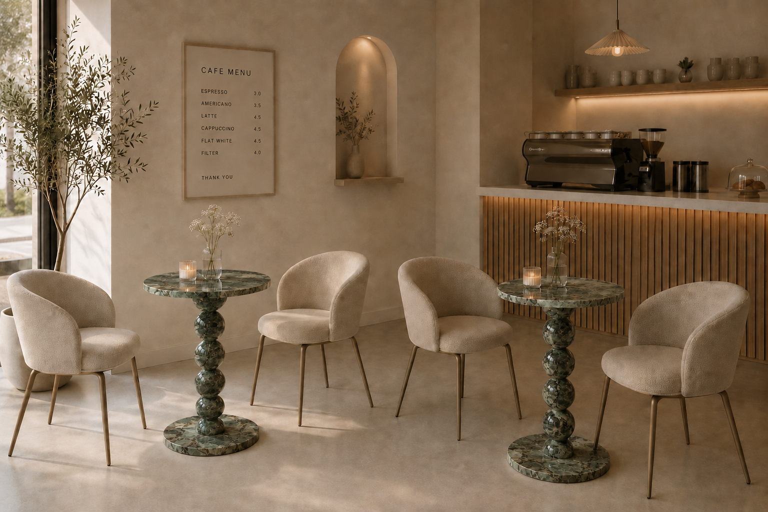 Sphere Column Bistro Table - Aurelian green Vein