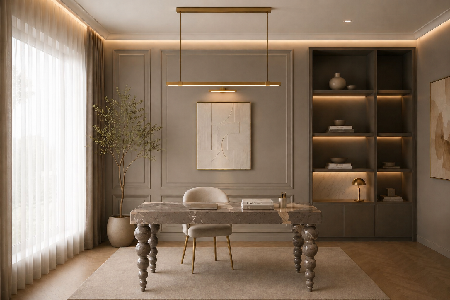 Ivory Crest Executive Desk