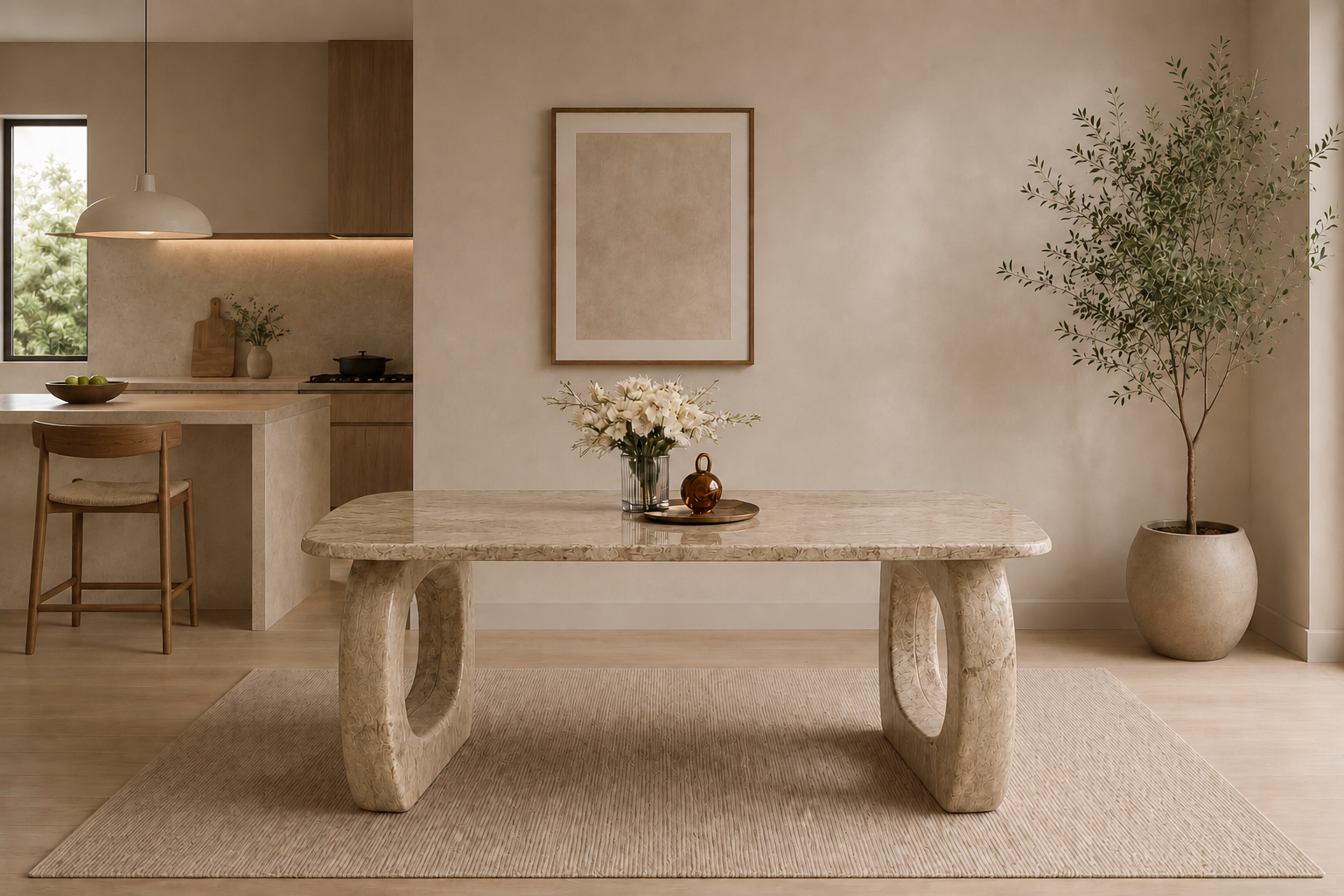 Aurelia Arch Dining Table - Beige Romano