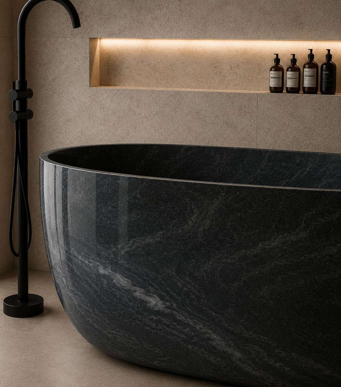 Terra Luxe Stone Tub - Black valeriano