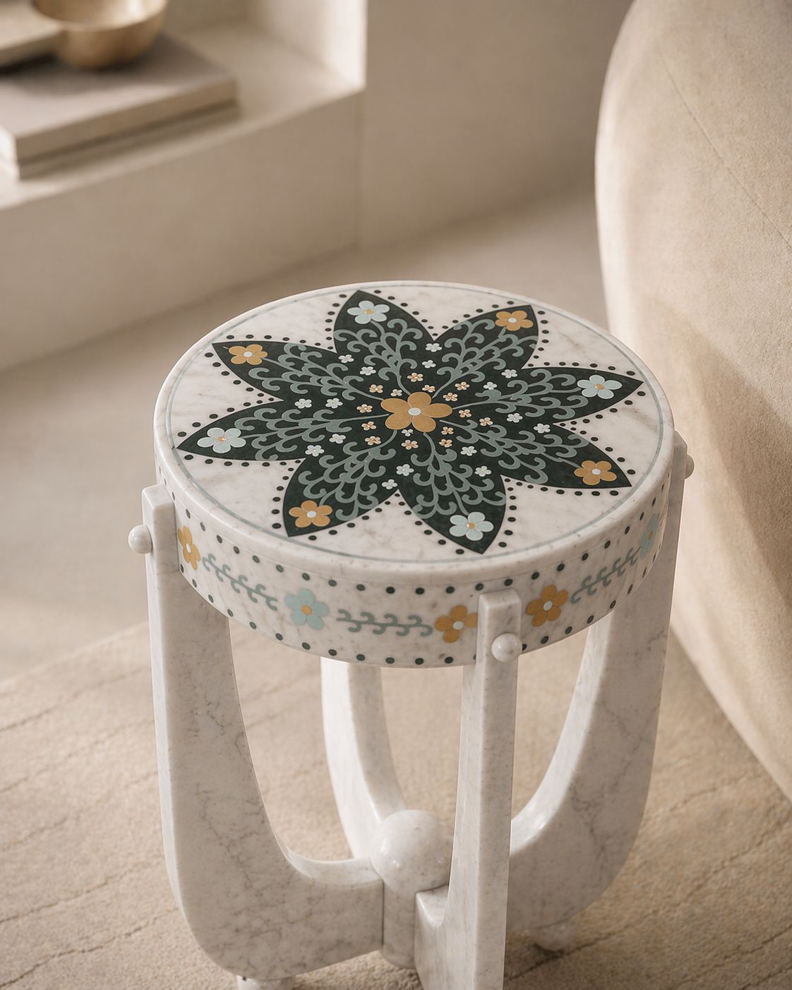 Ivory Bloom Side Table - View 3
