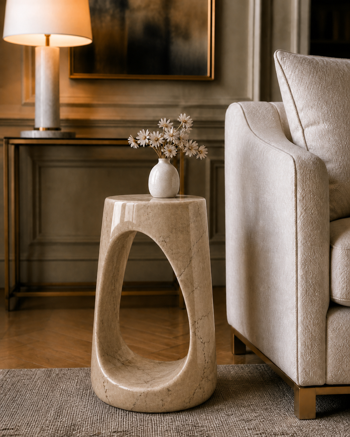 Canyon Arch Side Table - Beige Romano