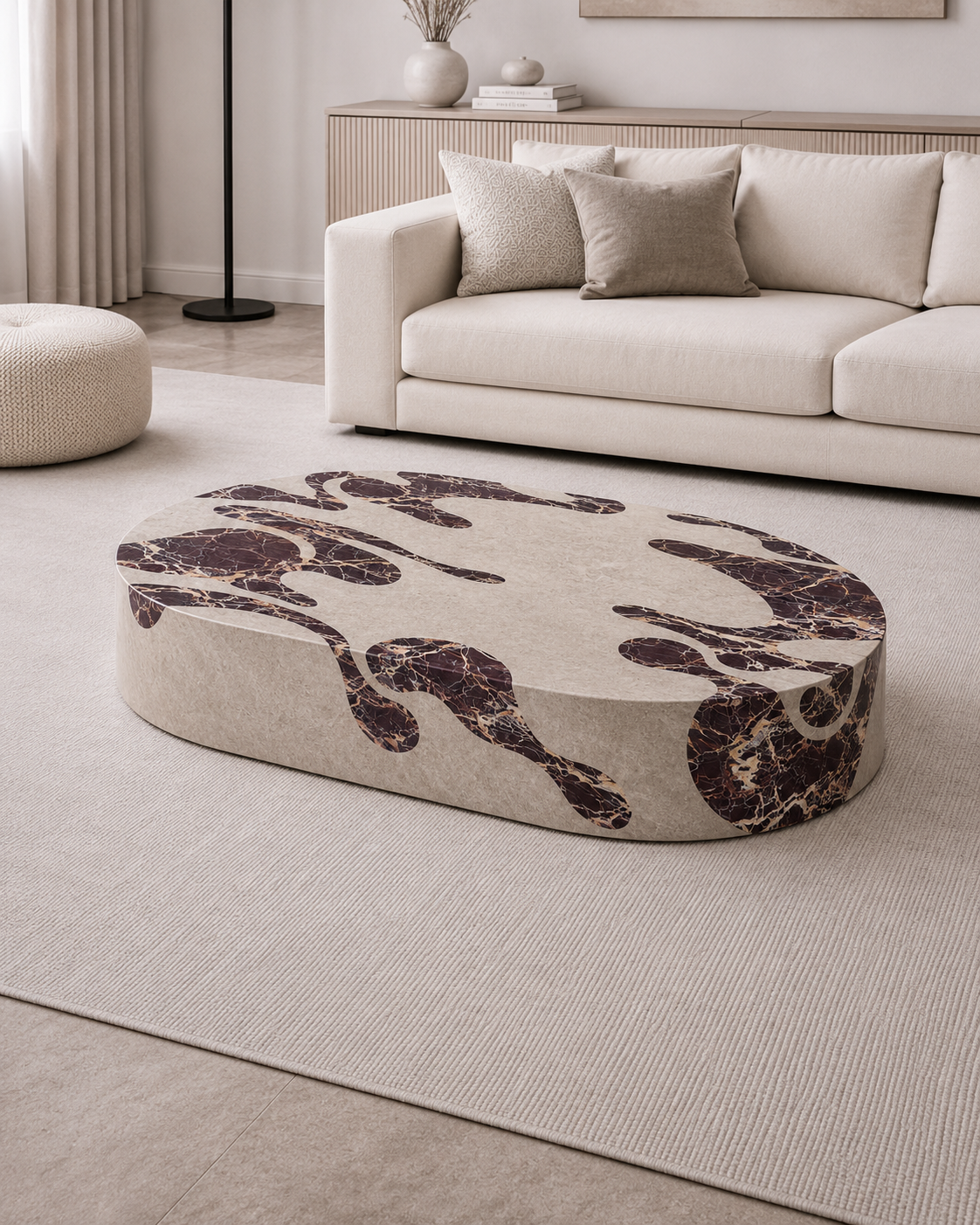 Ornava Inlay Table - Inlay Glacier Silk-Korvane Red