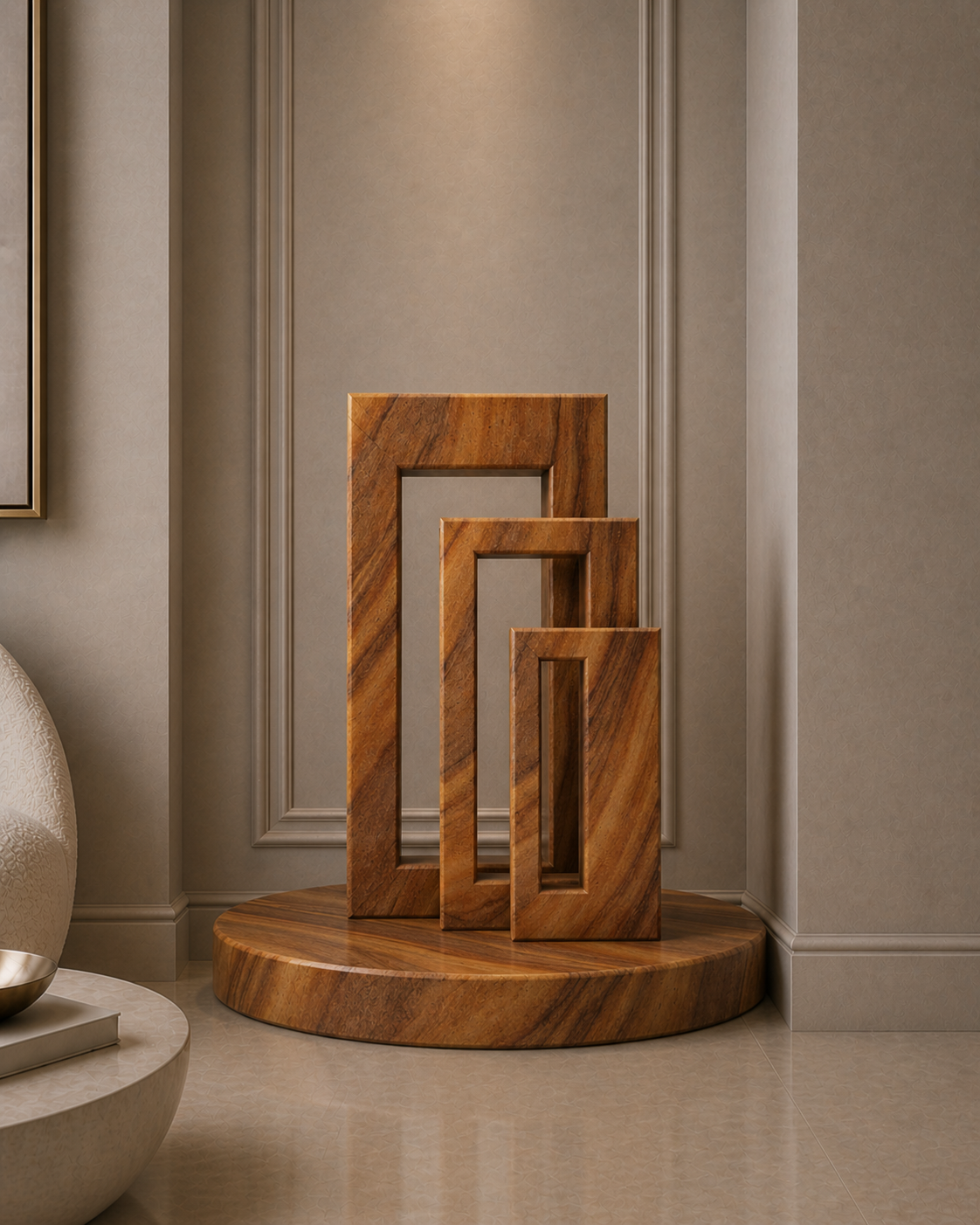 Terracotta Frame Trio - Auric Wave Marble