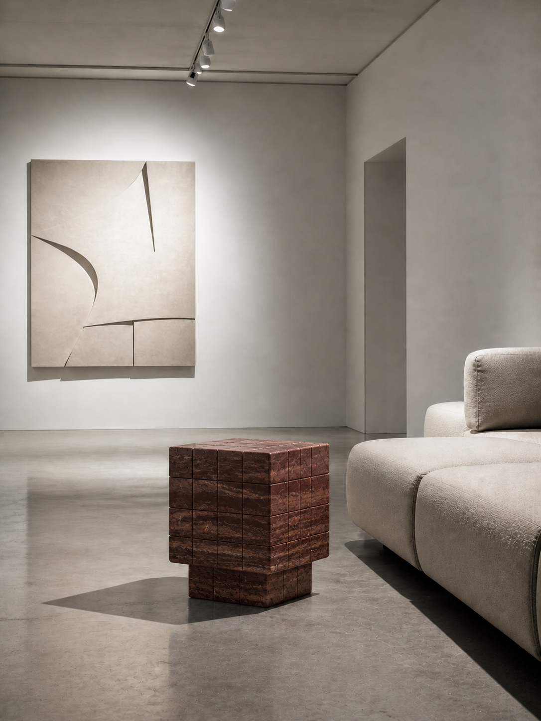 Cubrixa Side Table - Draxion Red Stone