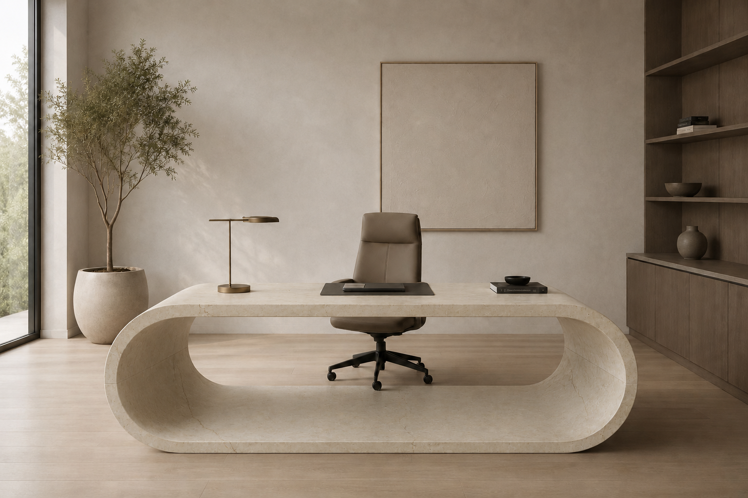 Elysian Curve Desk - Crema Dorazio