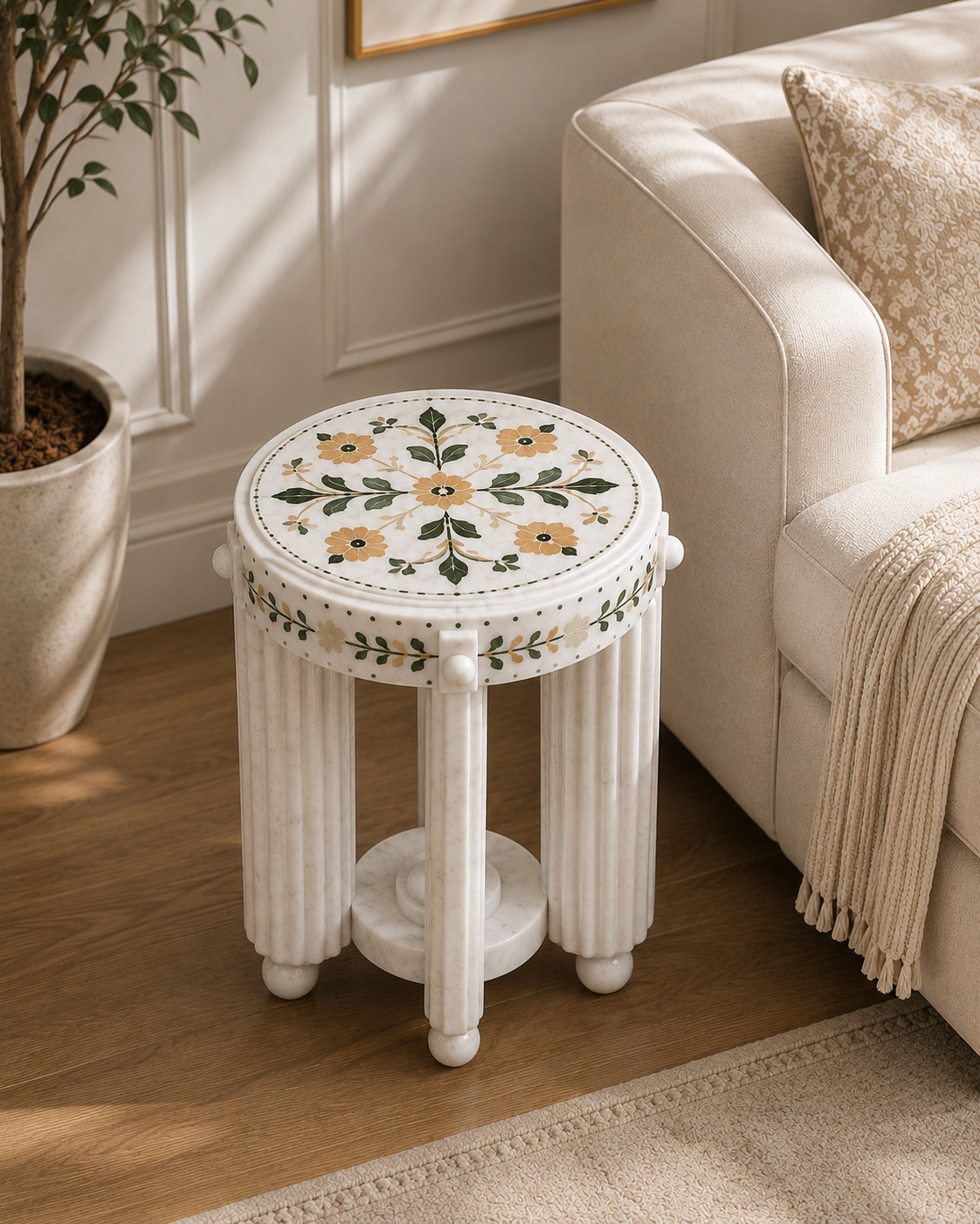 Ivory Bloom Side Table - View 2