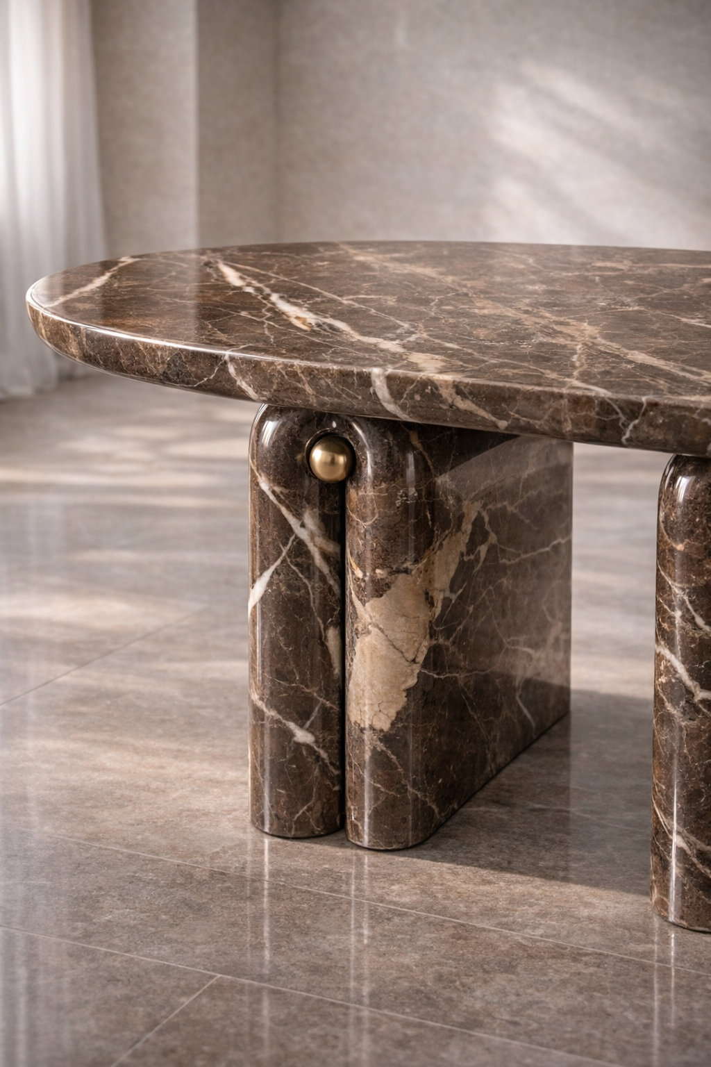Canyon Arch Marble Table - Zentari Brown