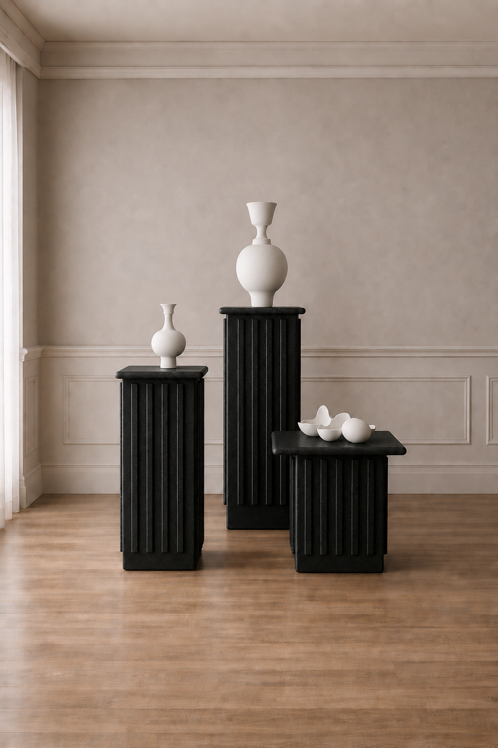 Roman Veil Pedestal Set - Nero Fiorente