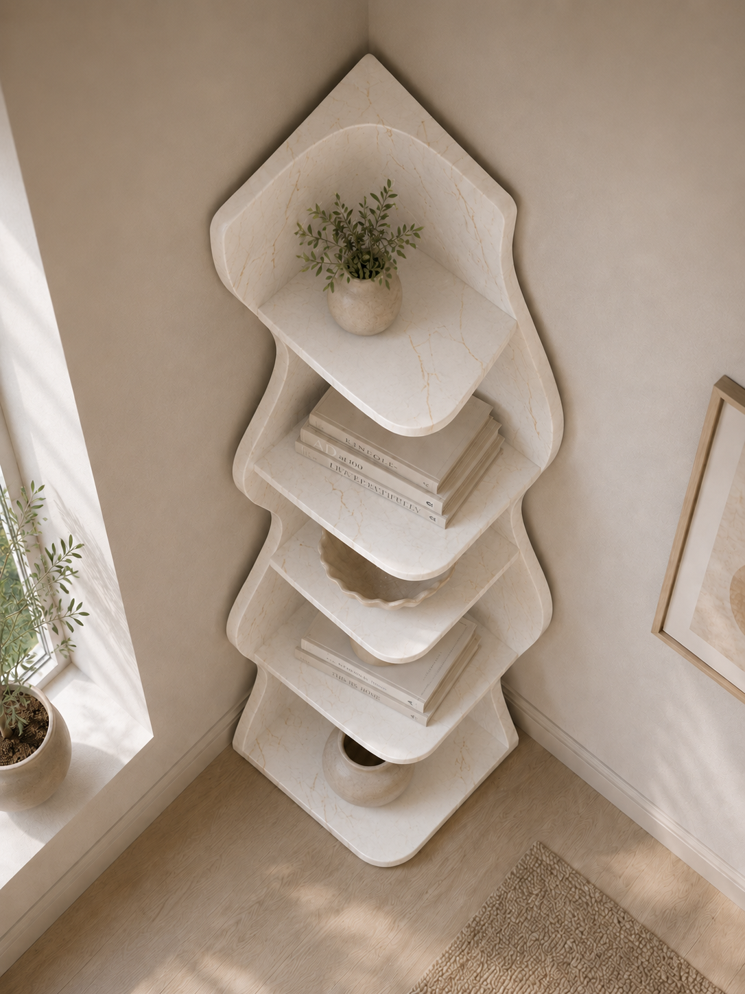 Velora Flow Shelf - Botticino Oro