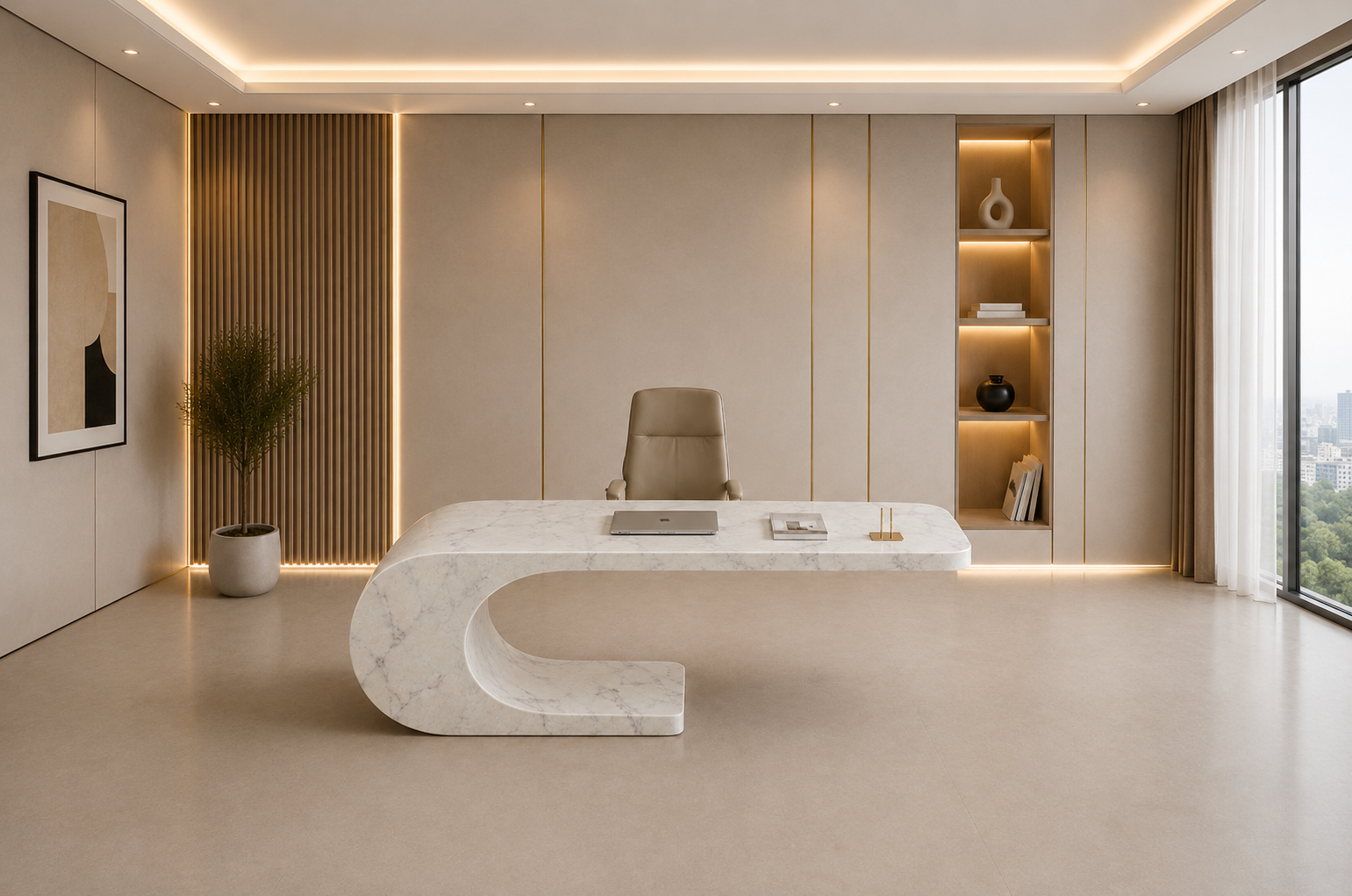 Cantilever Loop Desk - Glacier Silk