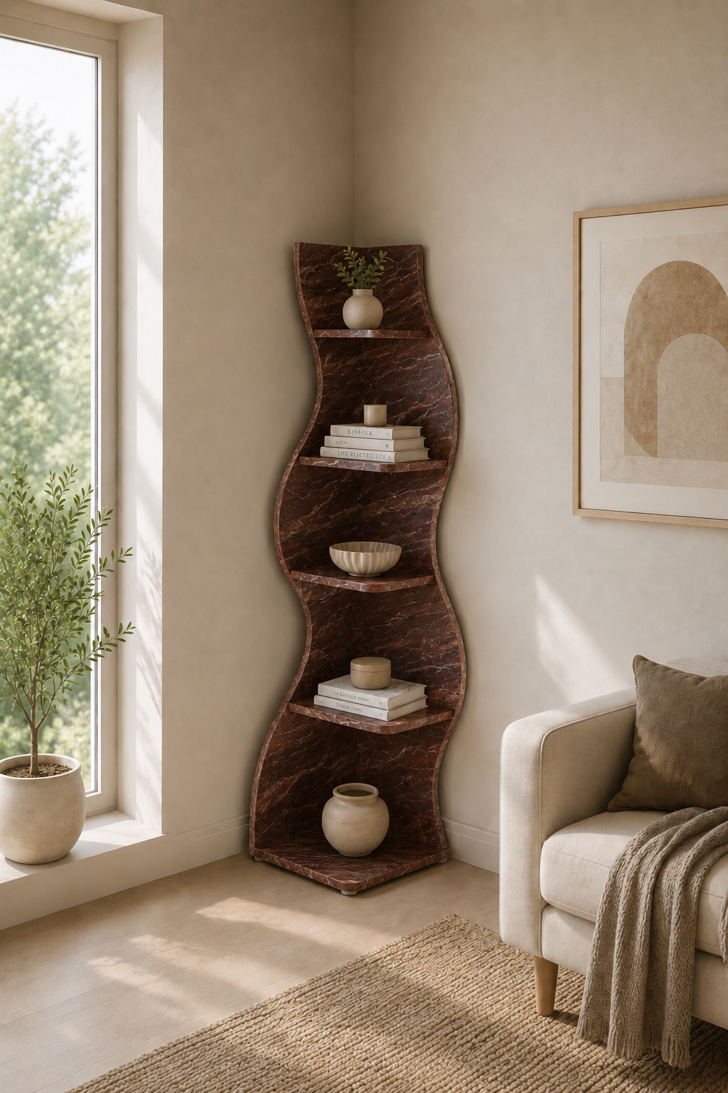 Velora Flow Shelf - Draxion Red Stone