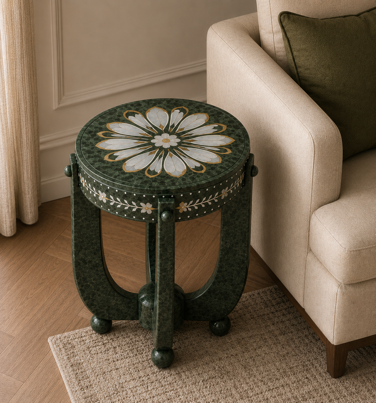 Ivory Bloom Side Table - View 2
