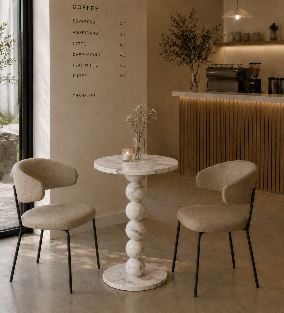 Sphere Column Bistro Table - Glacier Silk