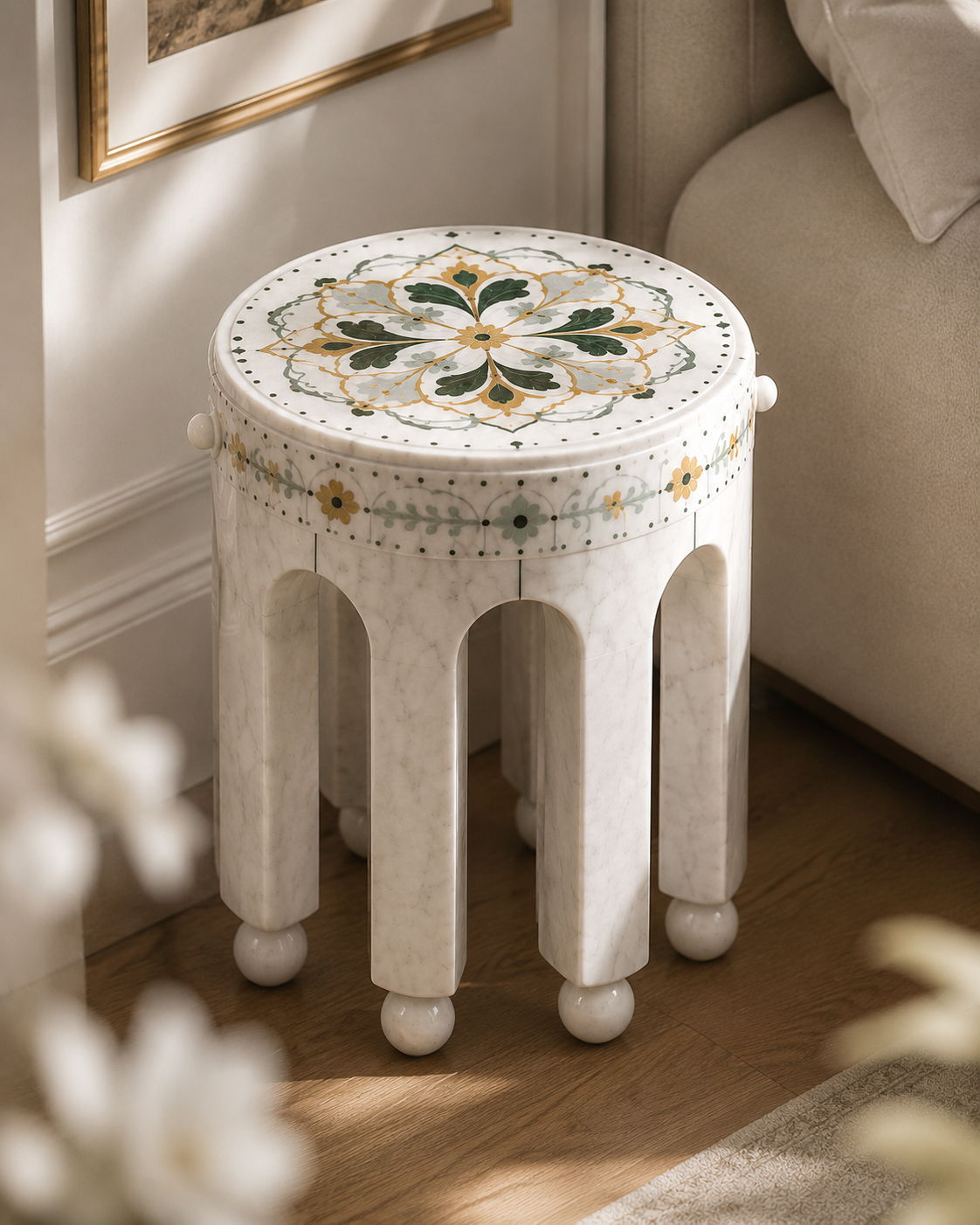 Ivory Bloom Side Table - View 2