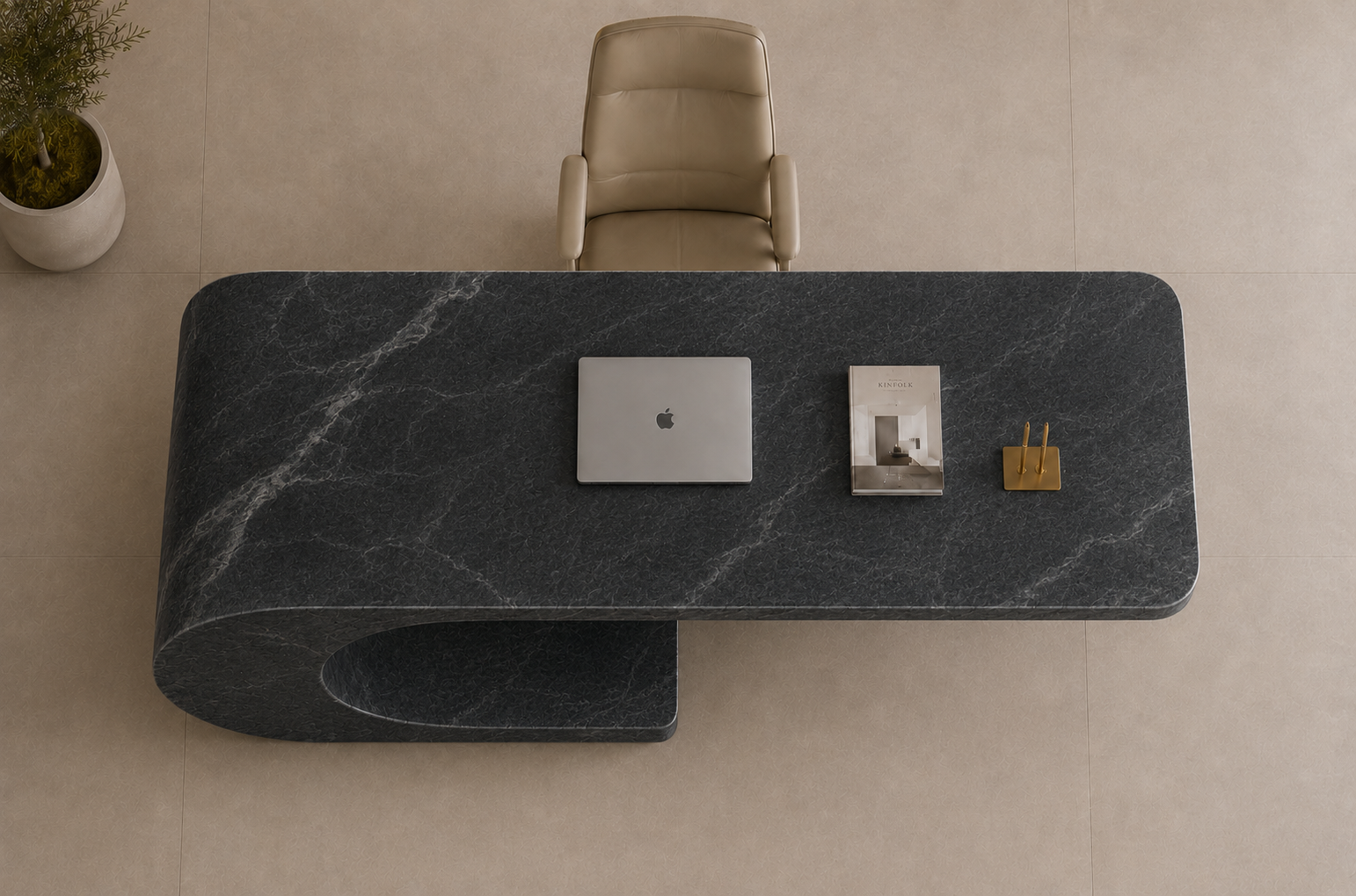 Cantilever Loop Desk - Black valeriano