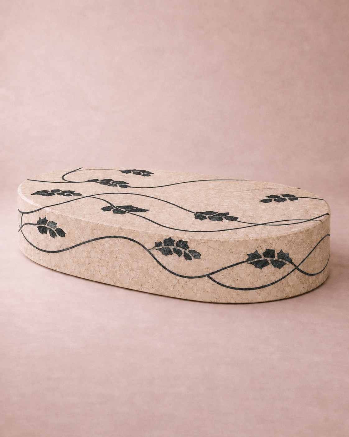 Flow Stem Inlayed Table - inlay glacier silk - black valerio