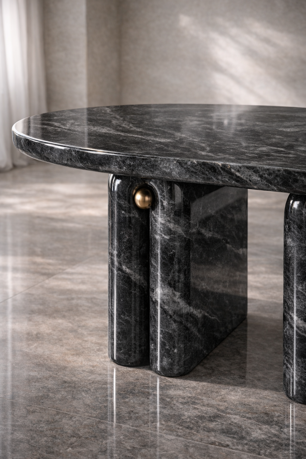 Canyon Arch Marble Table - Black valeriano