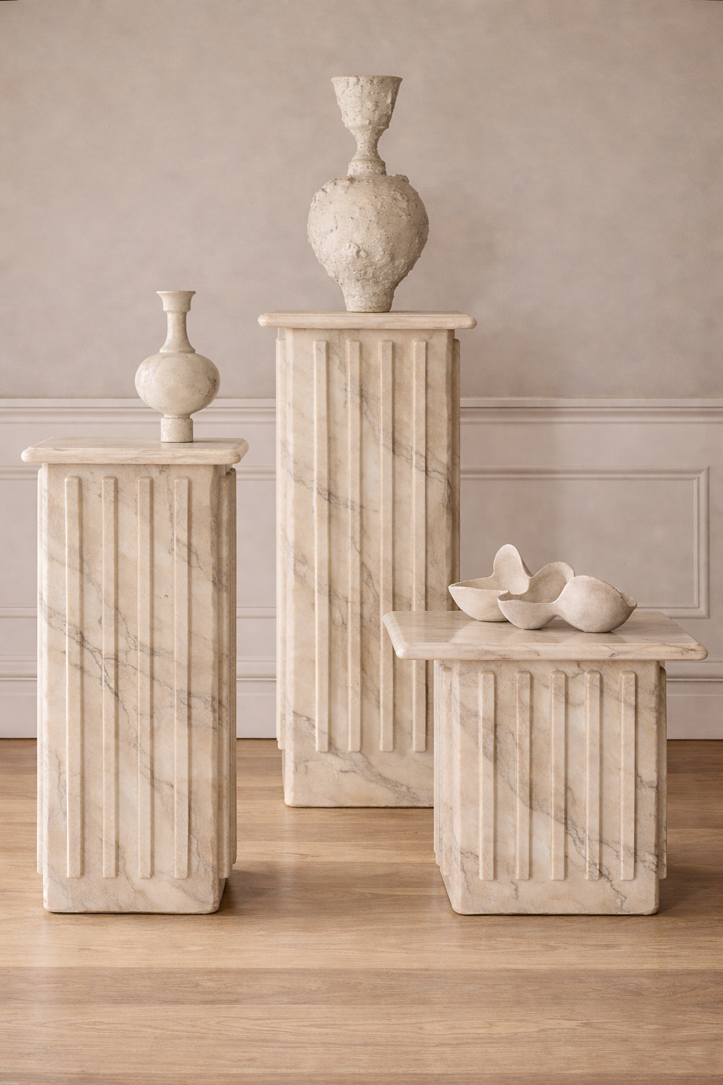 Roman Veil Pedestal Set - Beige Romano