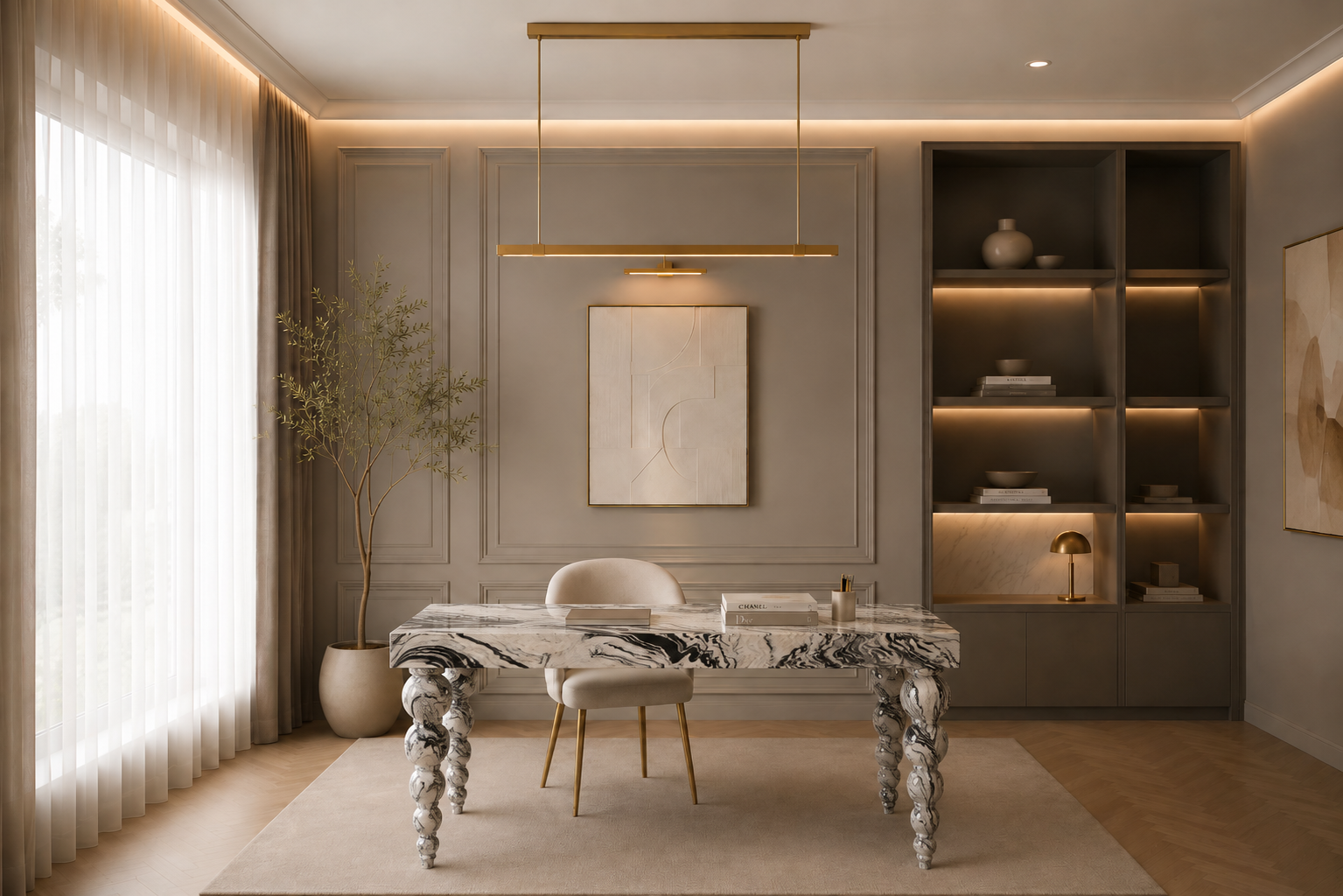 Ivory Crest Executive Desk
