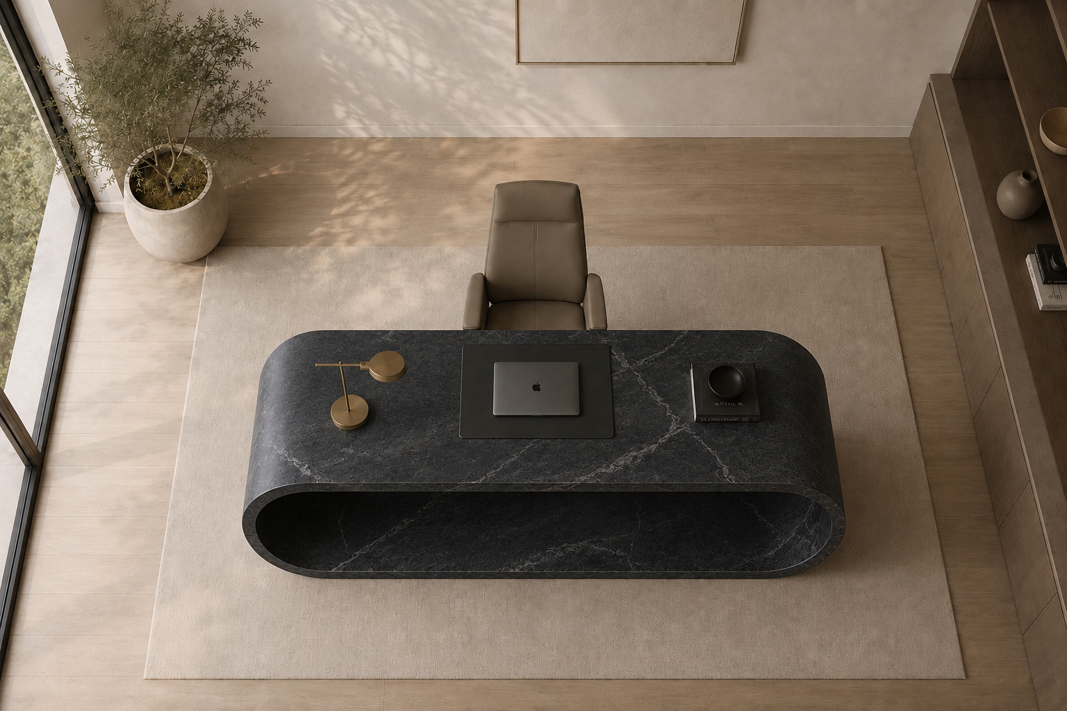 Elysian Curve Desk - Black valeriano