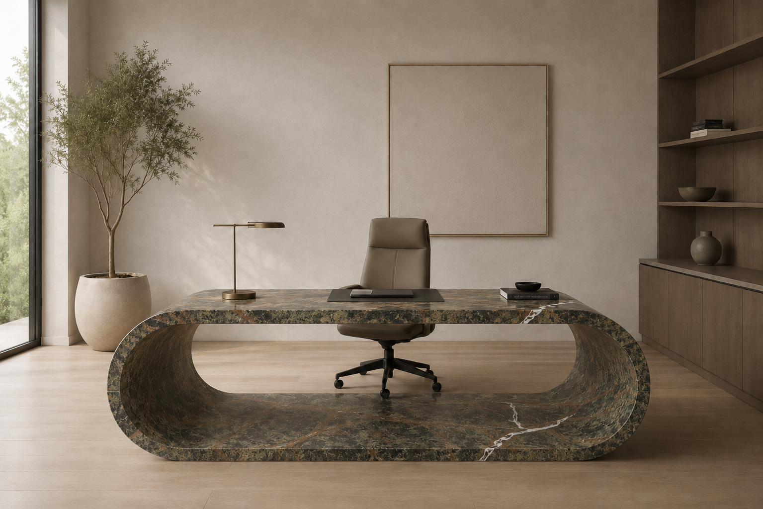 Elysian Curve Desk - Bidasaro green