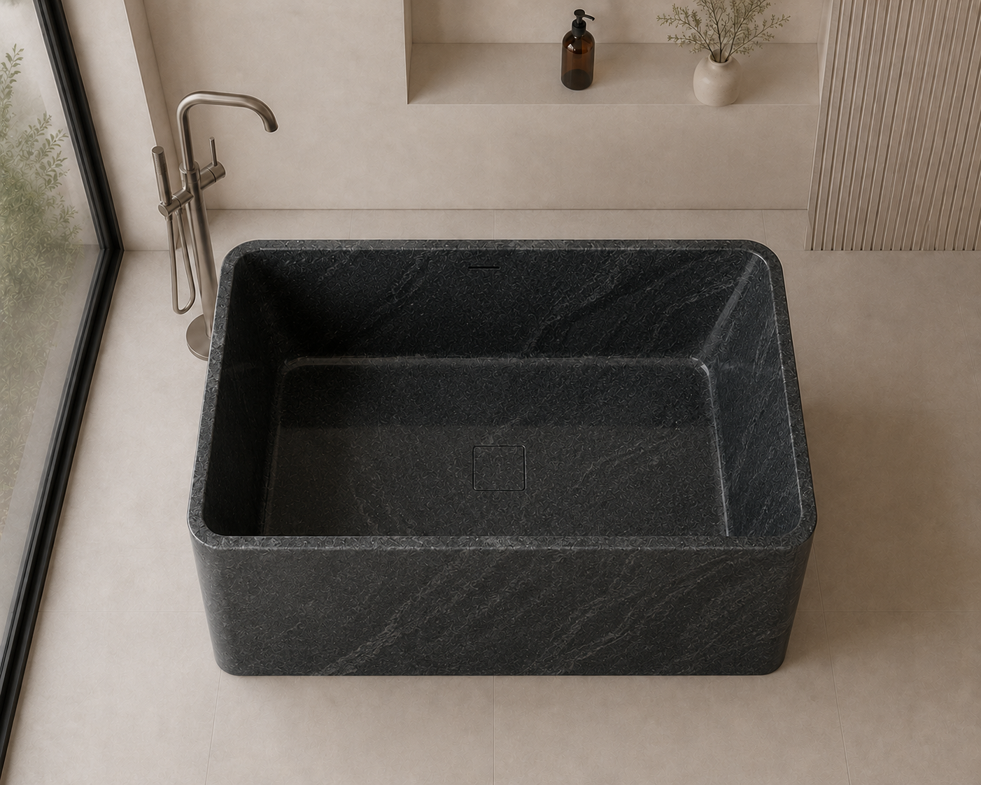 Monterra Stone Bath - Black valeriano