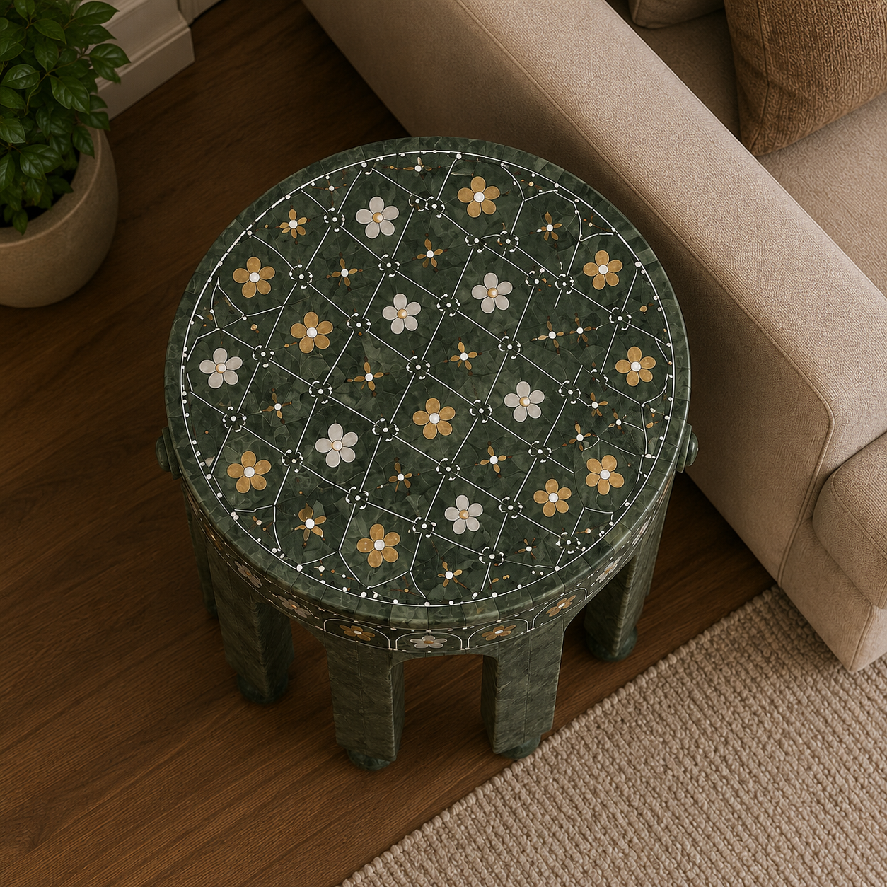 Ivory Bloom Side Table - View 2