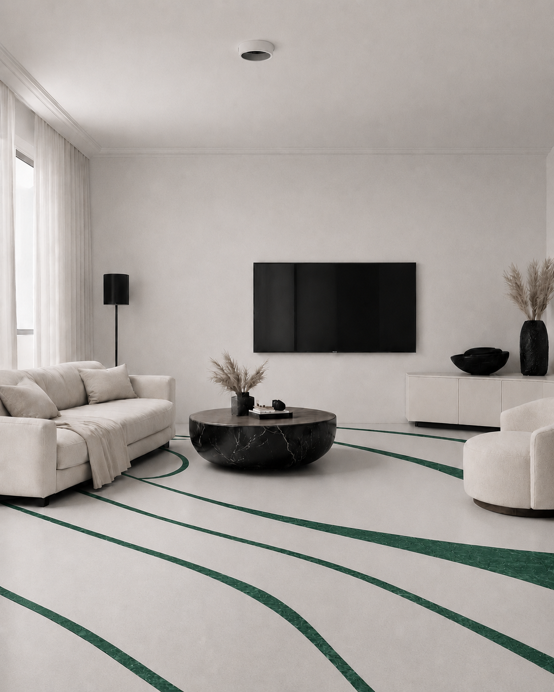 Rays Inlayed Surface - Inlay Glacier silk - Imperial Green