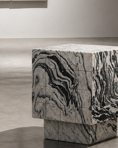 Cubrixa Side Table - Dualis Noir White