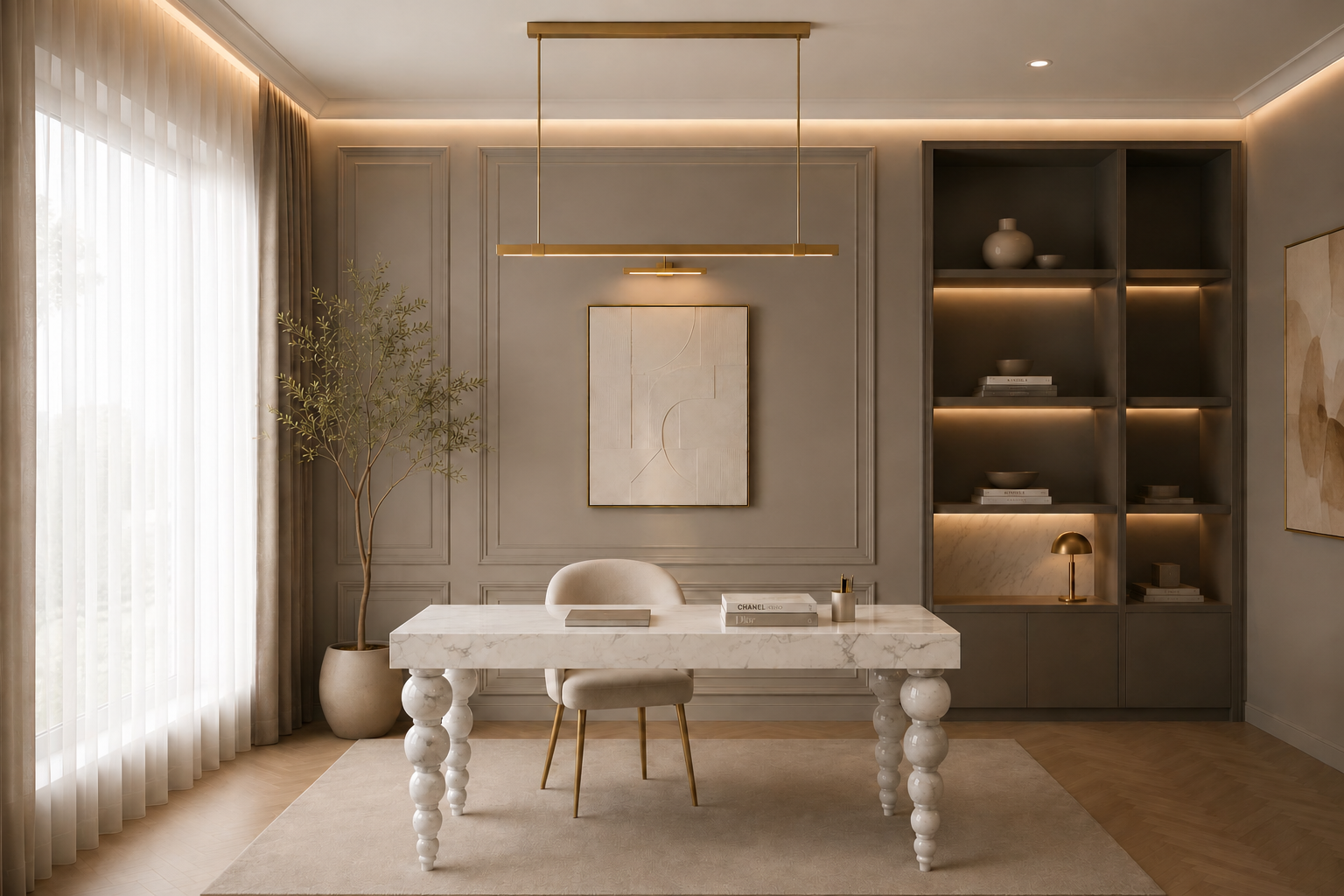 Ivory Crest Executive Desk
