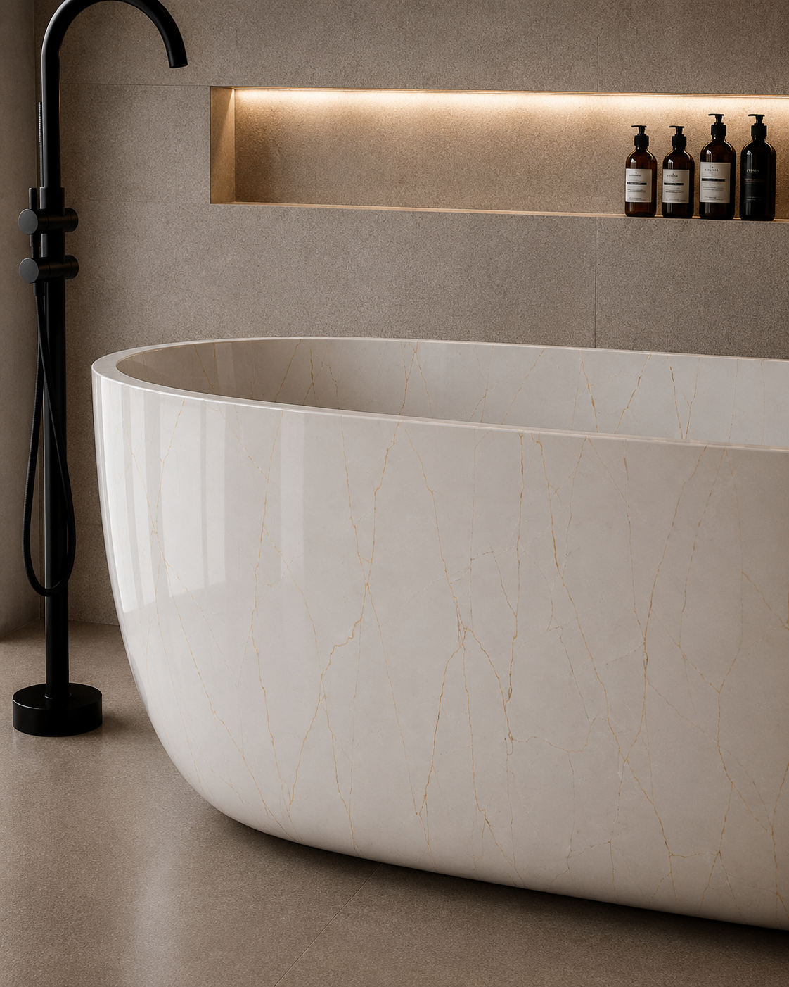 Terra Luxe Stone Tub - Botticino Oro