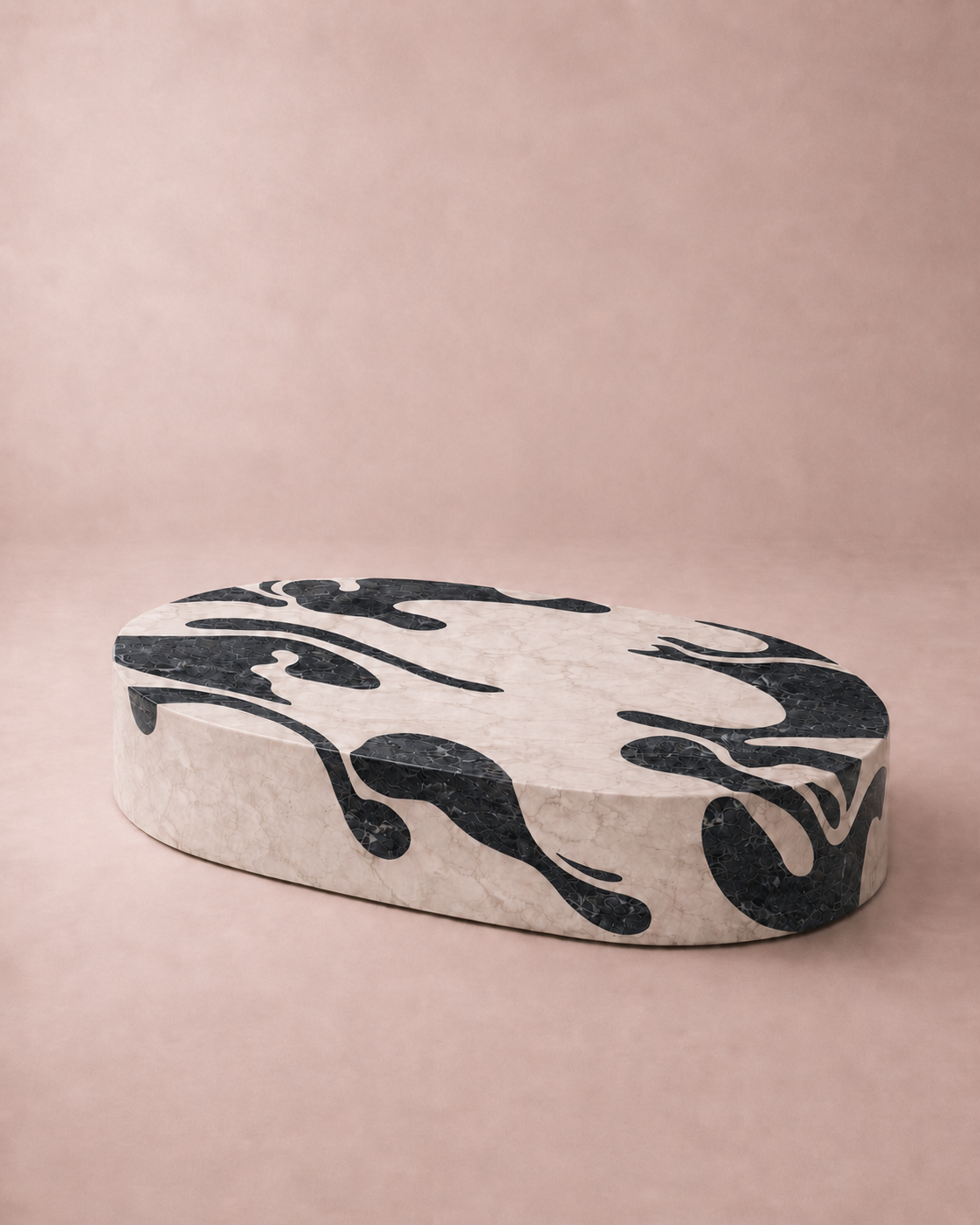 Ornava Inlay Table - inlay glacier silk - black valerio