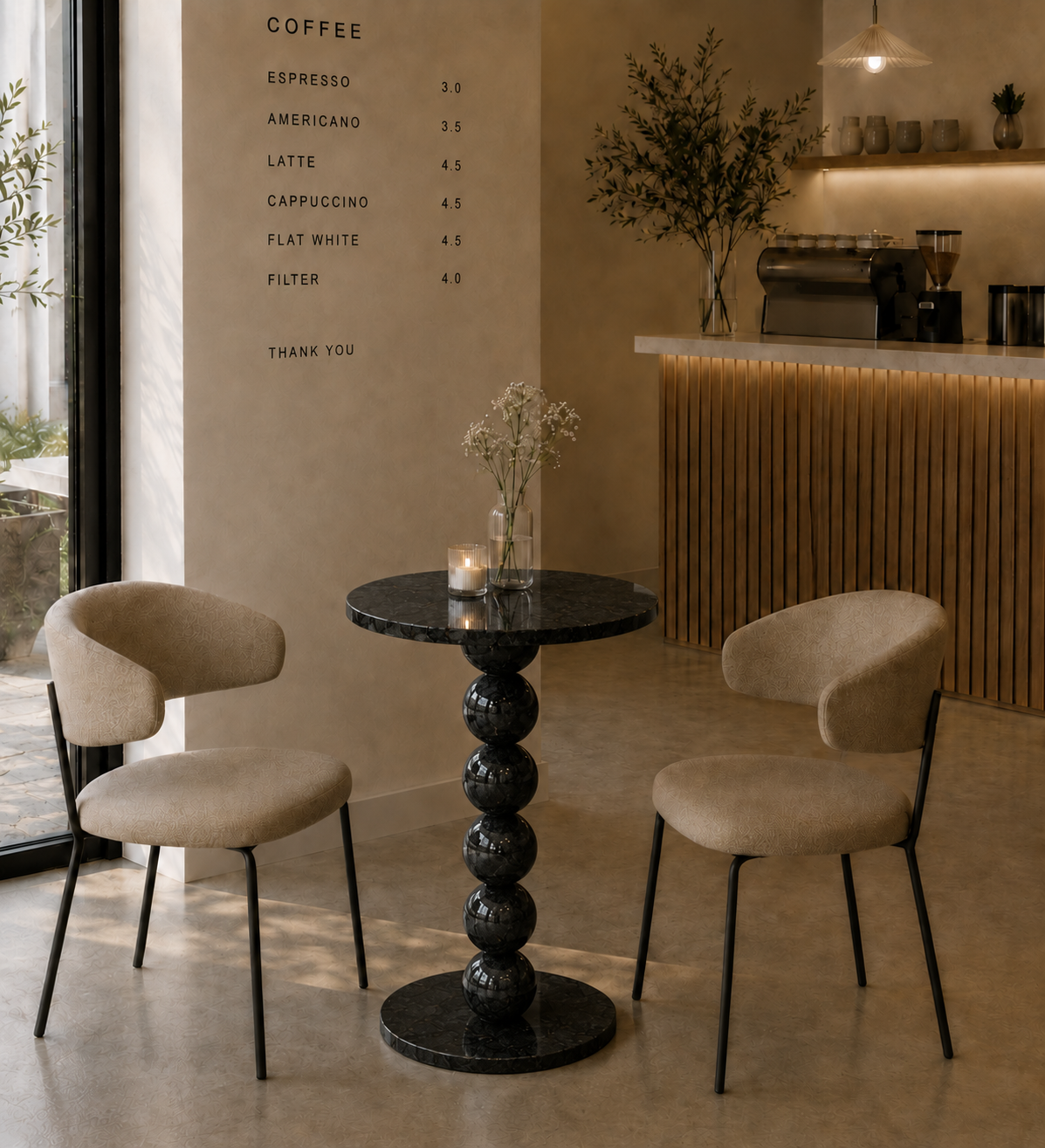 Sphere Column Bistro Table - Granito Altissimo
