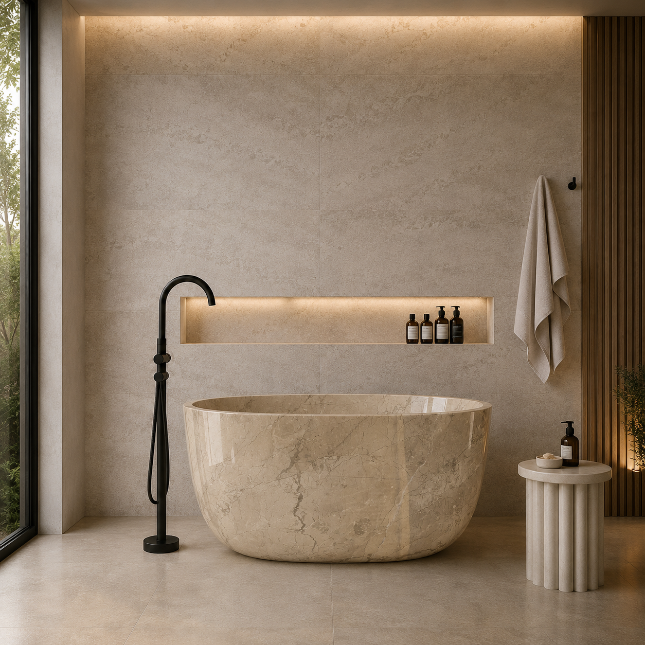 Terra Luxe Stone Tub - Beige Romano