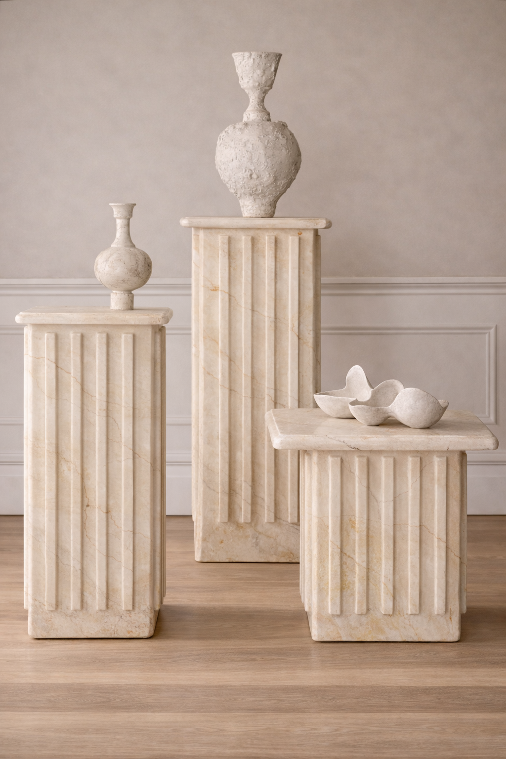 Roman Veil Pedestal Set - Crema Dorazio
