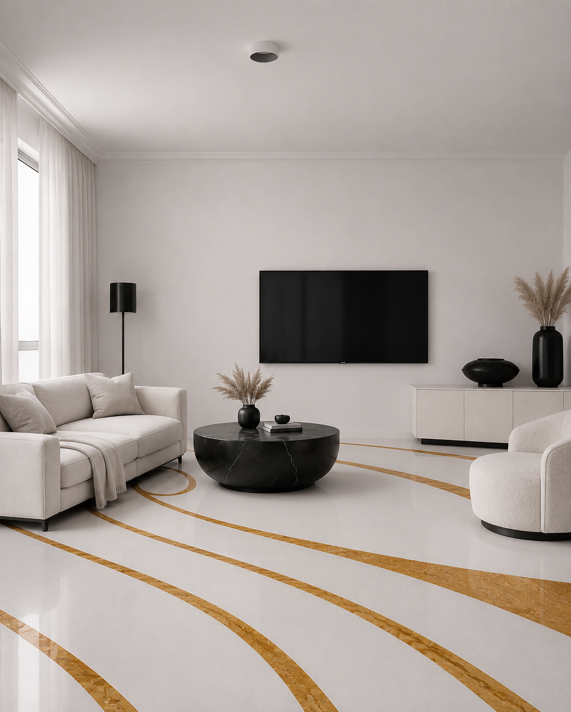 Rays Inlayed Surface - Inlay Glacier Silk-Emberon Sandstone