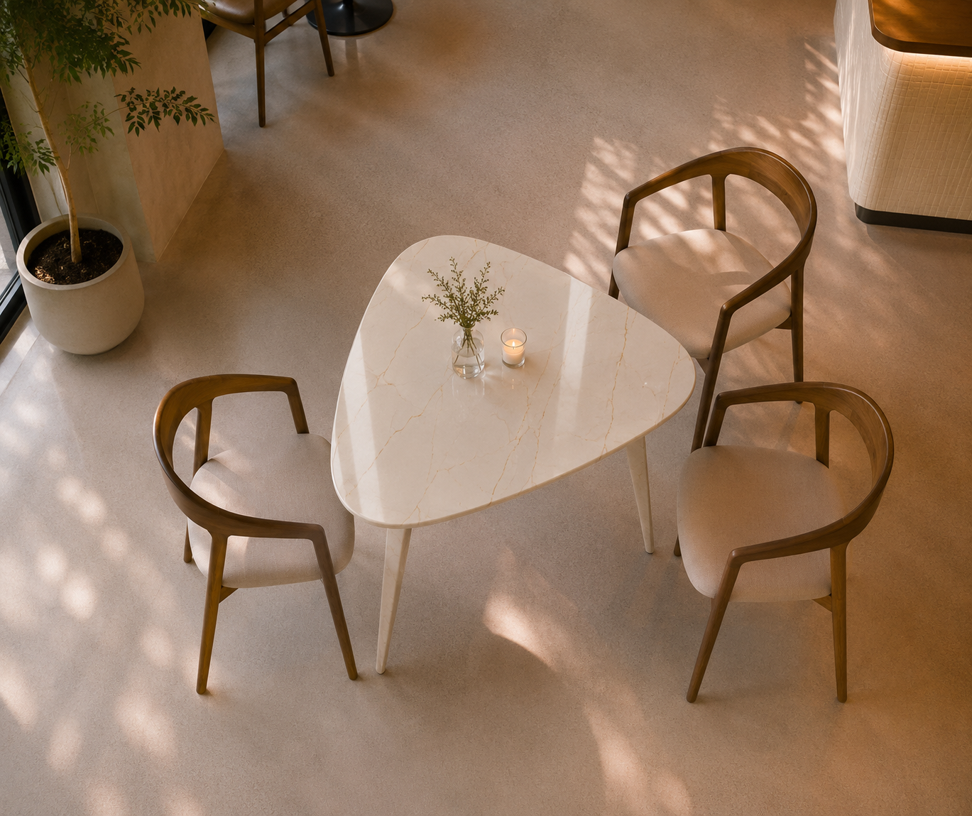 Novara Triangle Table - Botticino Oro